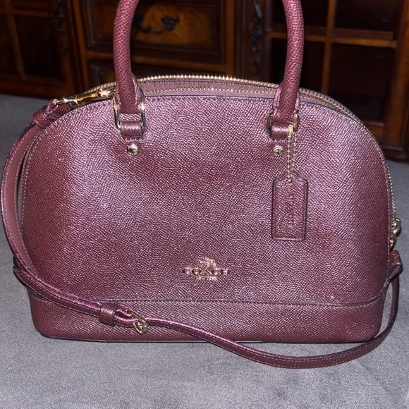 Coach Dark Burgandy Leather Satchel - Picture 7 of 8